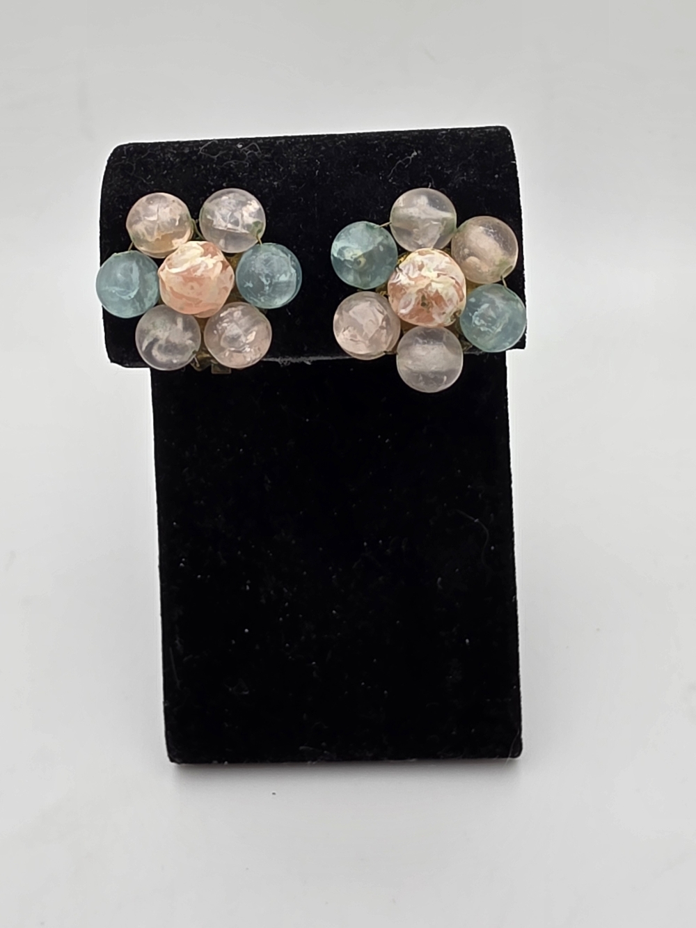 Pastel Cluster Bead Clip-On Earrings